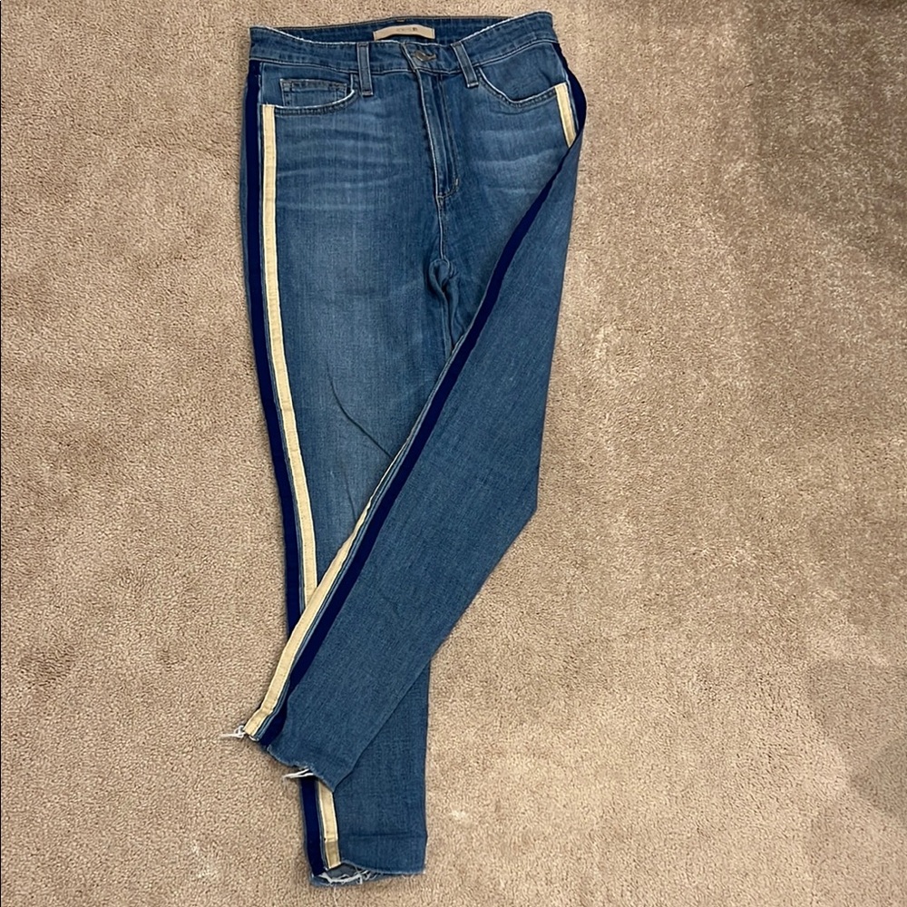 Women's Blue Jeans with Side Stripes